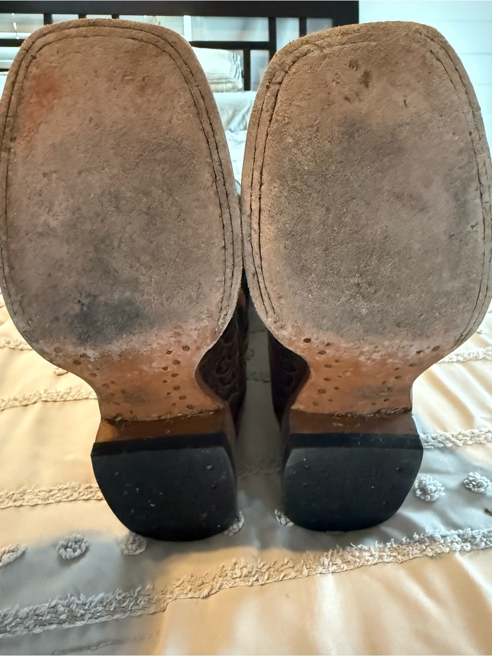 Embossed Brown Floral Tooled Western Boots - Picture 3 of 4